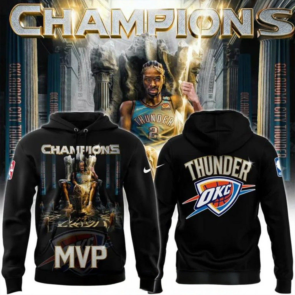 Oklahoma City Thunder Shai Gilgeous-Alexander MVP Champions 2025 Hoodie OKC Merch Dad Gifts-1
