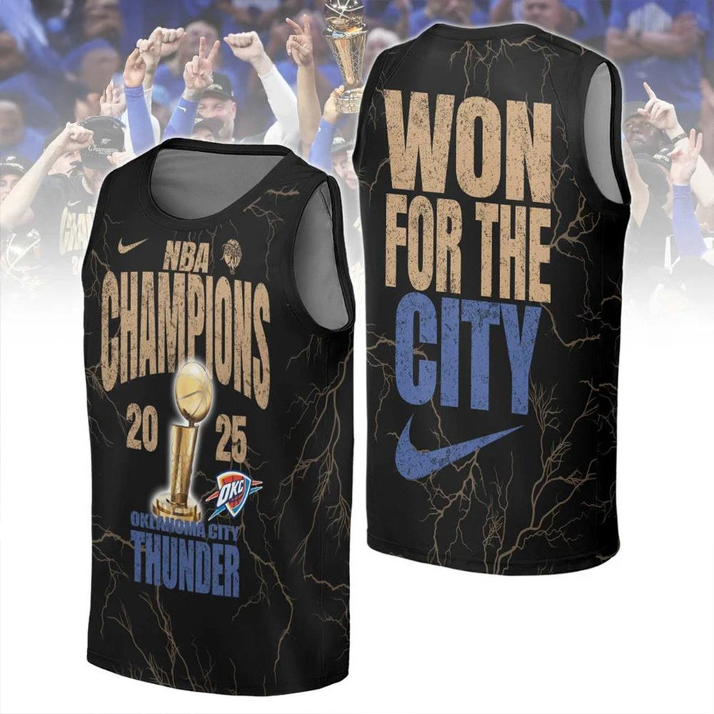 Oklahoma City Thunder Won For The City NBA Champions Basketball Jersey OKC Merch Dad Gifts-1