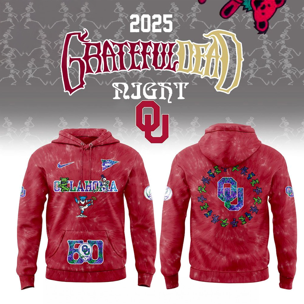 Oklahoma Sooners Grateful Dead 60th Anniversary Hoodie Sooners Merch Gift Ideas For Father-1