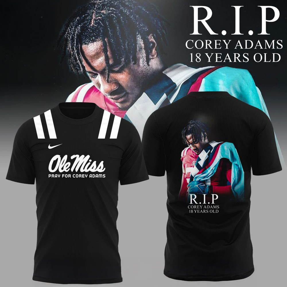 Ole Miss Rebels 2025 Pray For Corey Adams RIP T-Shirt Fan Merch Gifts For Husband-1