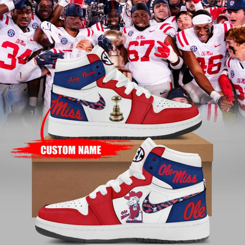 Ole Miss Rebels Egg Bowl 2023 Champions Air Jordan 1 Shoes Presents For Football Fans-1