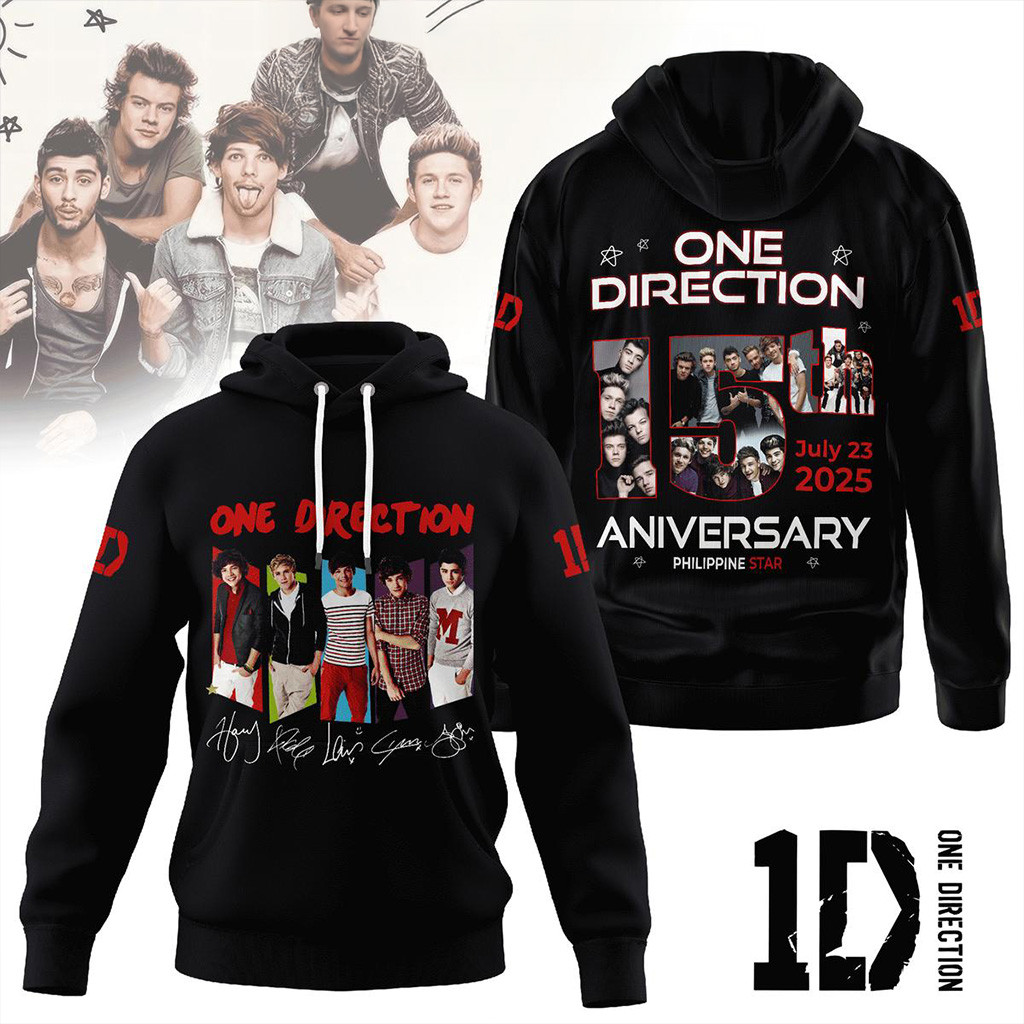 One Direction 15th Anniversary 2025 Hoodie Fan Merch Gifts For Boyfriend-1