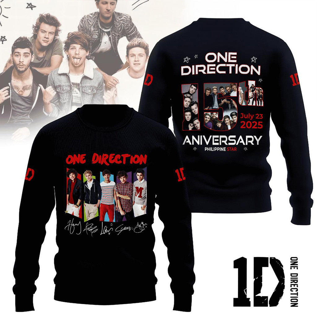 One Direction 15th Anniversary 2025 Sweatshirt Fan Merch Gifts For Boyfriend-1