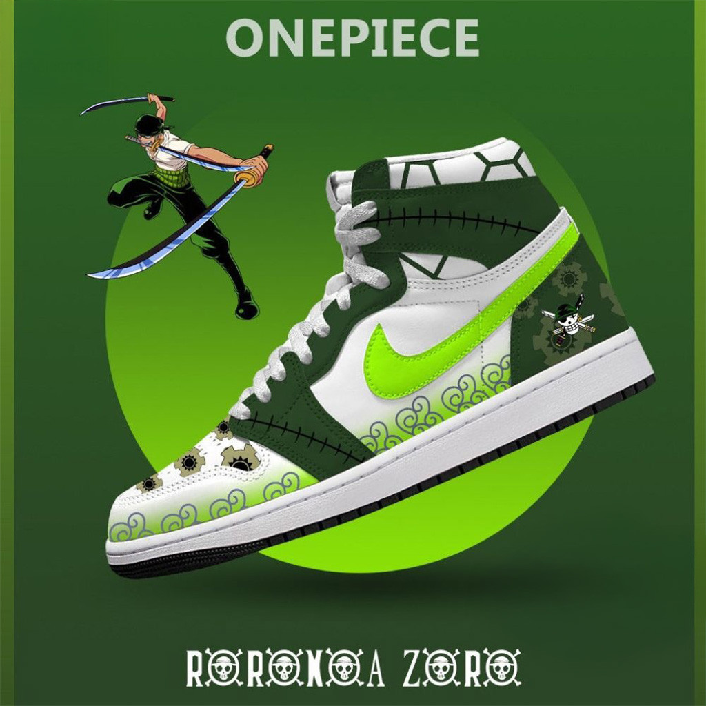 One Piece Roronoa Zoro V3 Air Jordan 1 High Top Shoes One Piece Merch Dad Gifts-1
