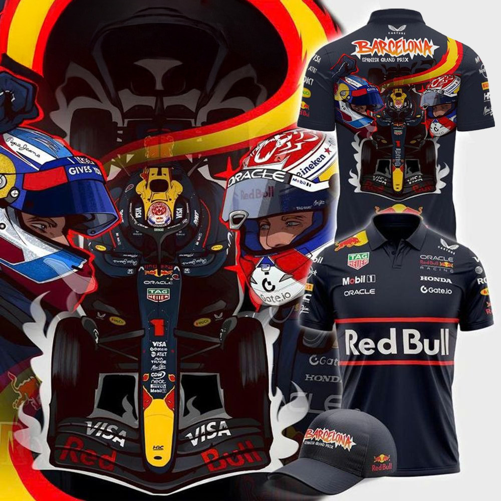 Oracle Red Bull Racing X Barcelona Spanish Grand Prix Polo Shirt 2025 Good Fathers Day Gifts-1