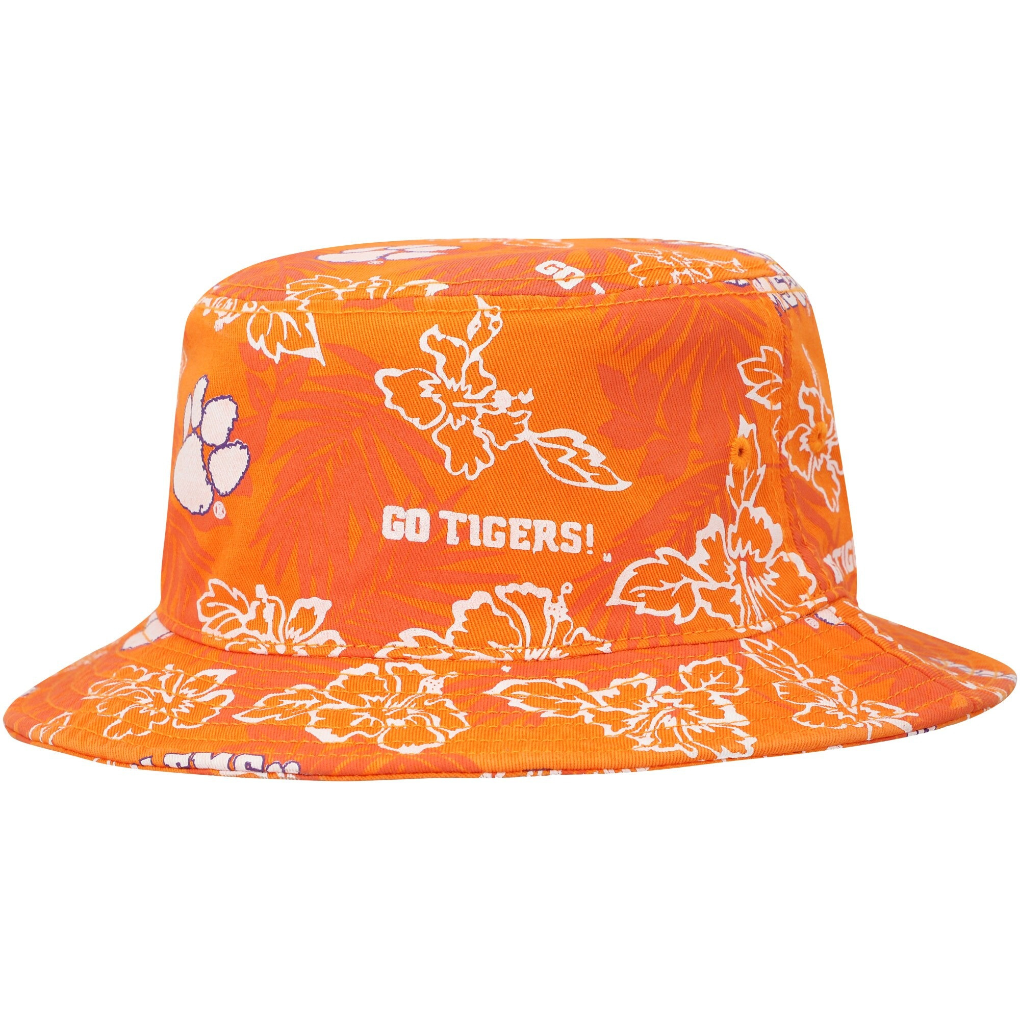 Orange Clemson Tigers Floral Bucket Hat NCAA Aloha Hat Special Father's Day Gifts From Daughter-1