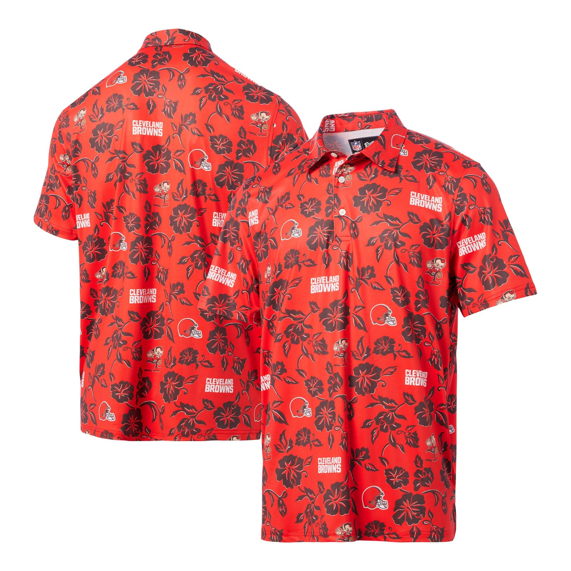Orange Cleveland Browns Polo Shirt NFL Aloha Shirt Presents For Football Fans-1