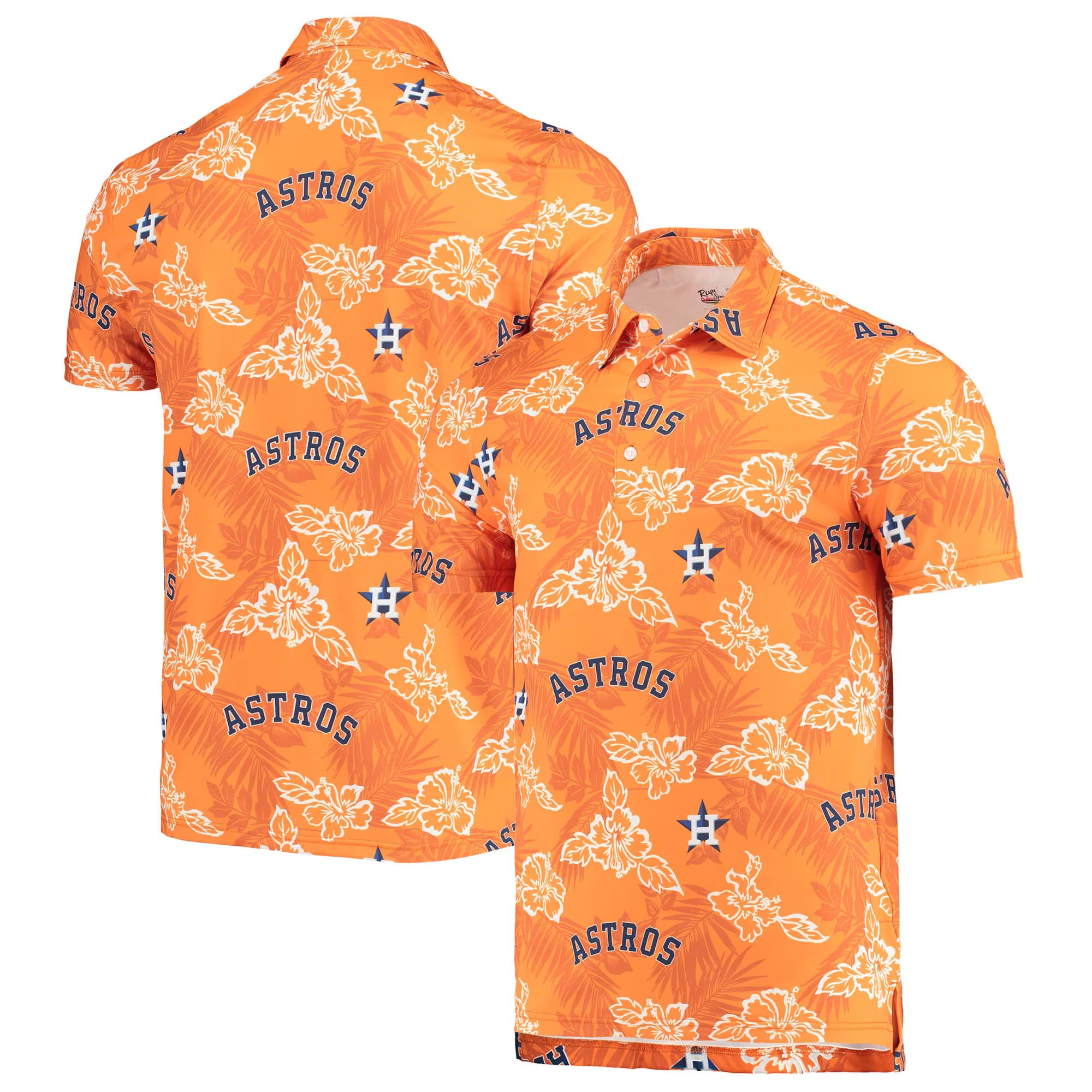 Orange Houston Astros Polo Shirt MLB Aloha Shirt Best Father's Day Gifts For Baseball Fans-1