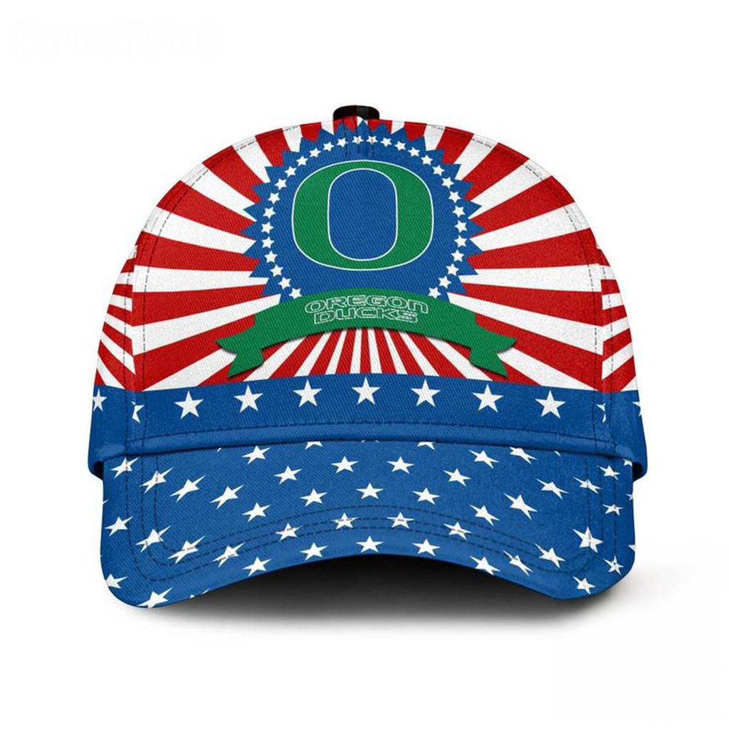 Oregon Ducks American Flag Pattern Independence Day Hat Oregon Ducks Merch Dad Gifts-1