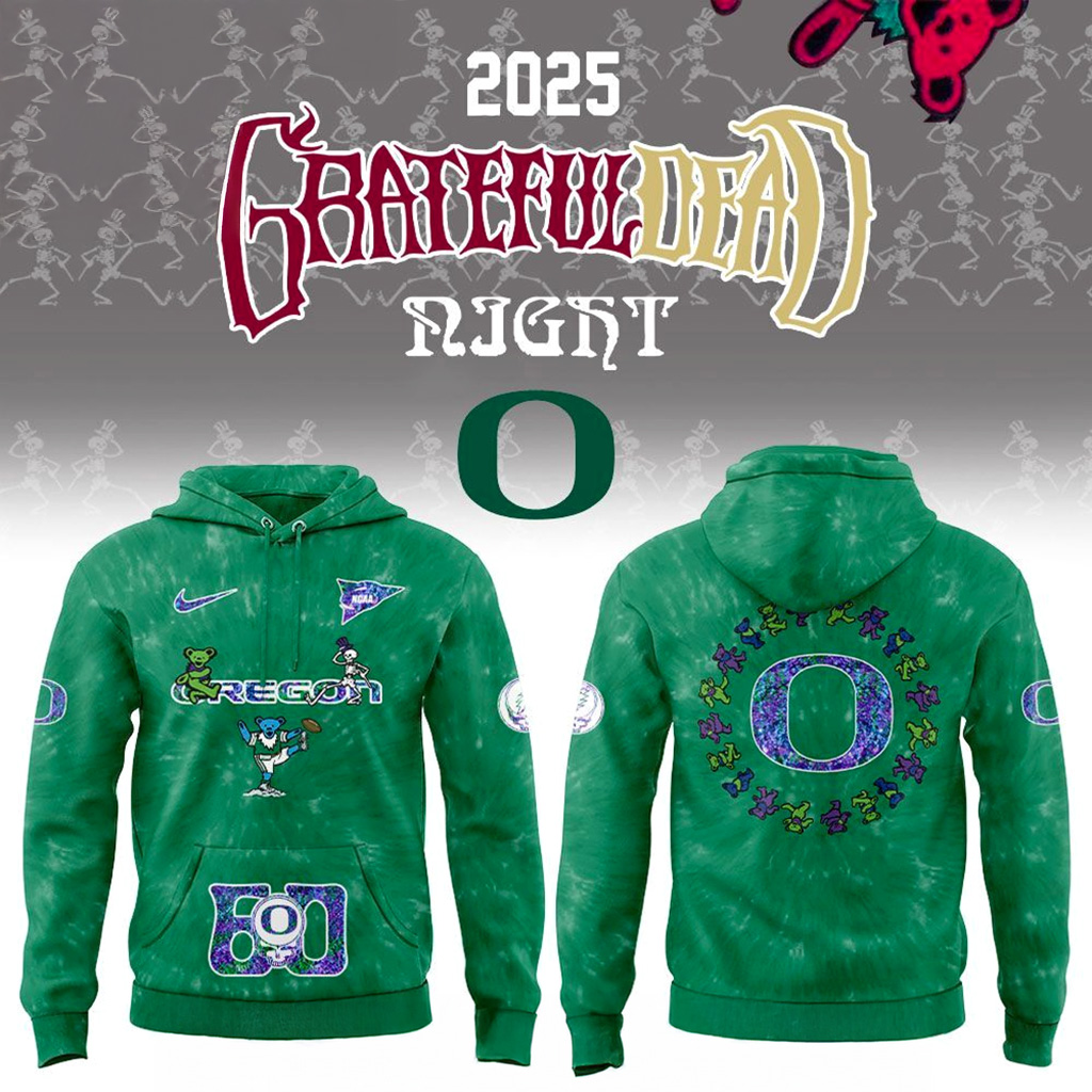Oregon Ducks Grateful Dead 60th Anniversary Hoodie Ducks Merch Gift Ideas For Fans-1