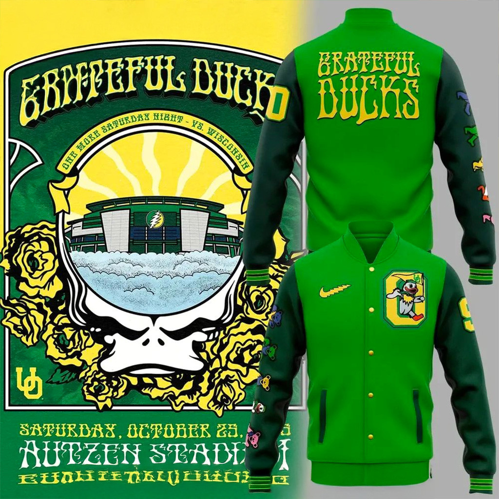 Oregon Ducks x Grateful Dead Jacket Ducks Merch Christmas Presents For Football Fans-1