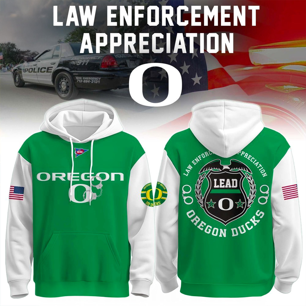 Oregon Ducks x Law Enforcement Appreciation Day Hoodie Ducks Merch Xmas Gifts For Dad-1