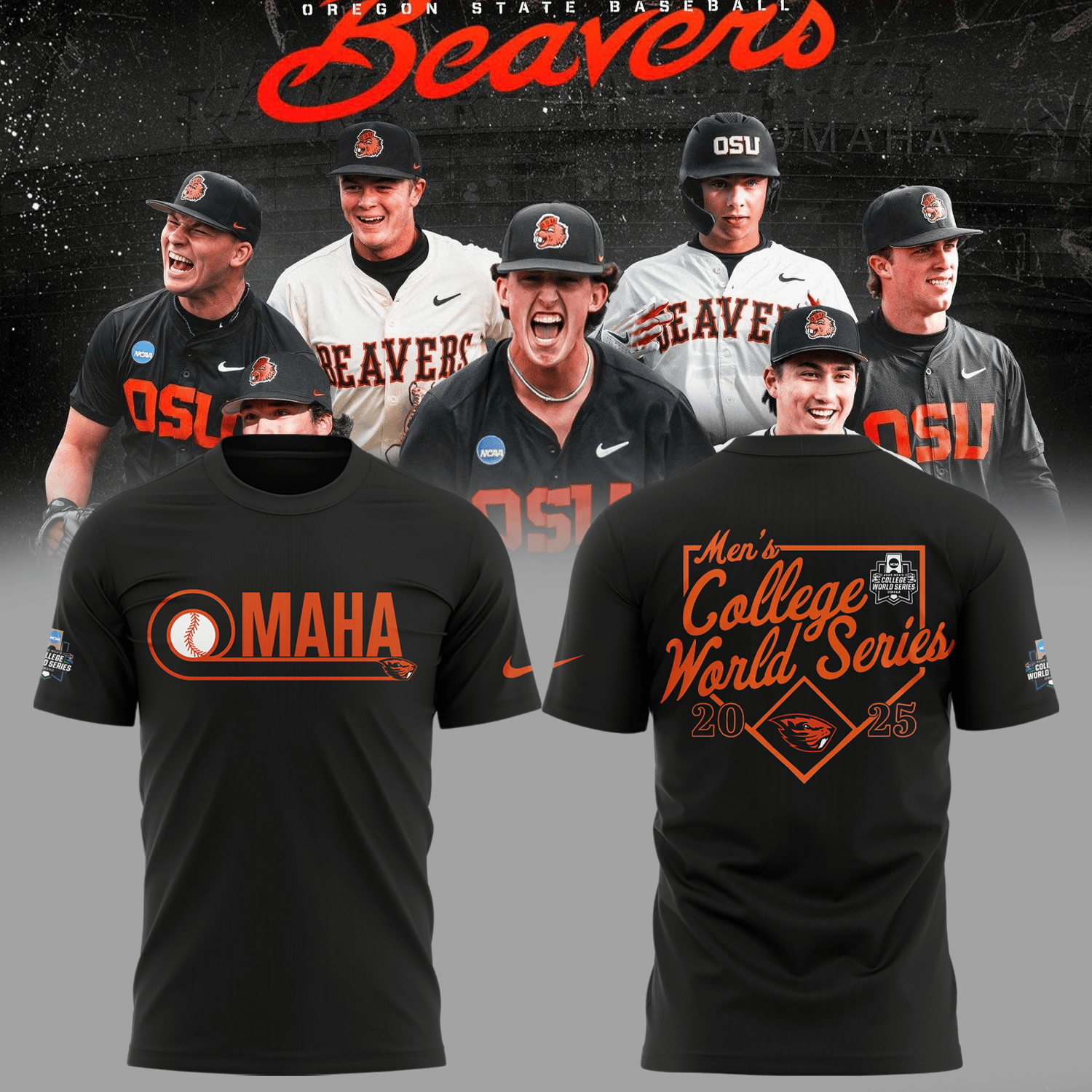 Oregon State Baseball Omaha College World Series Black Shirt 2025 Gifts For Baseball Fans-1