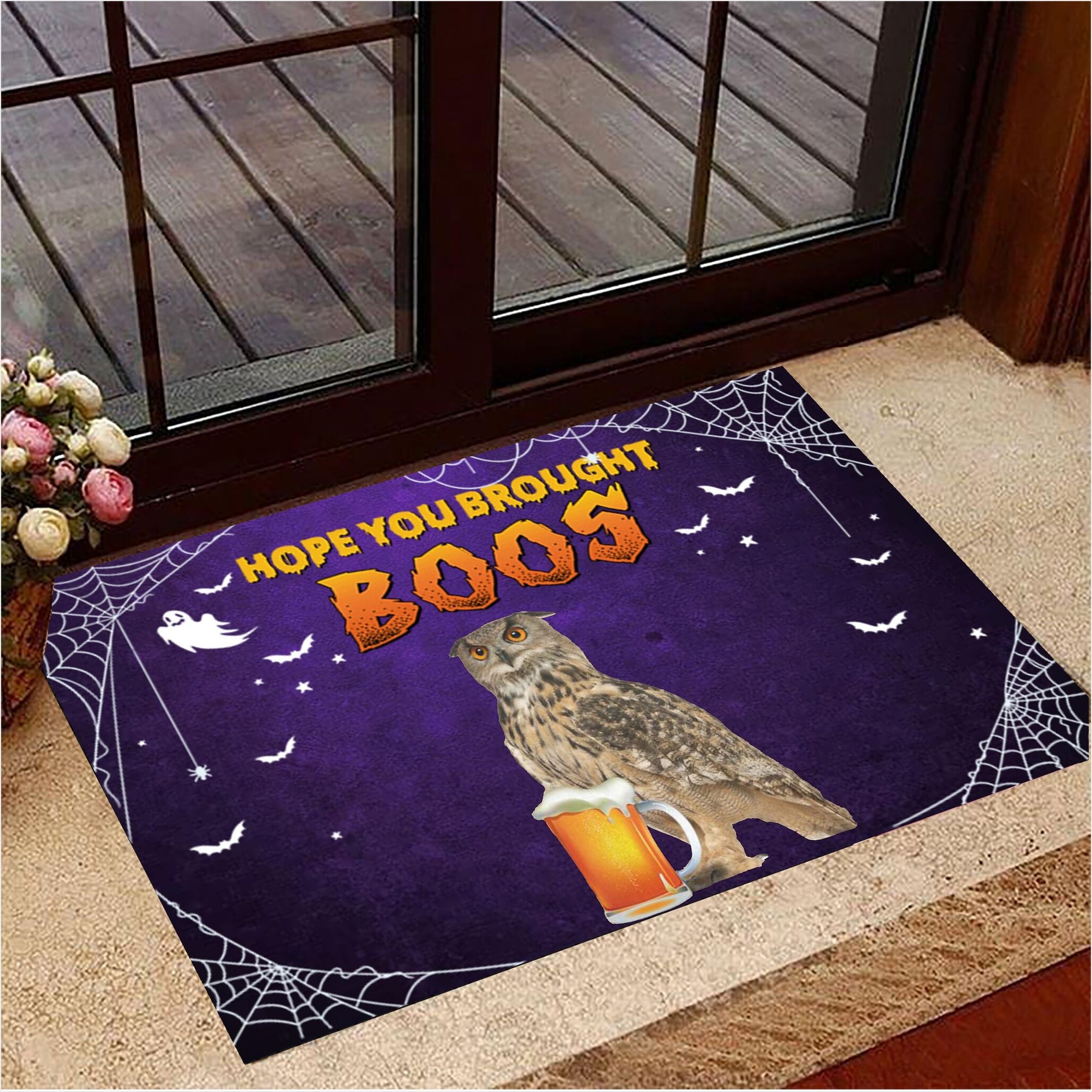 Owl Hope You Brought Boos Doormat Halloween Doormat Halloween Room Decor Gifts For Best Friend-1