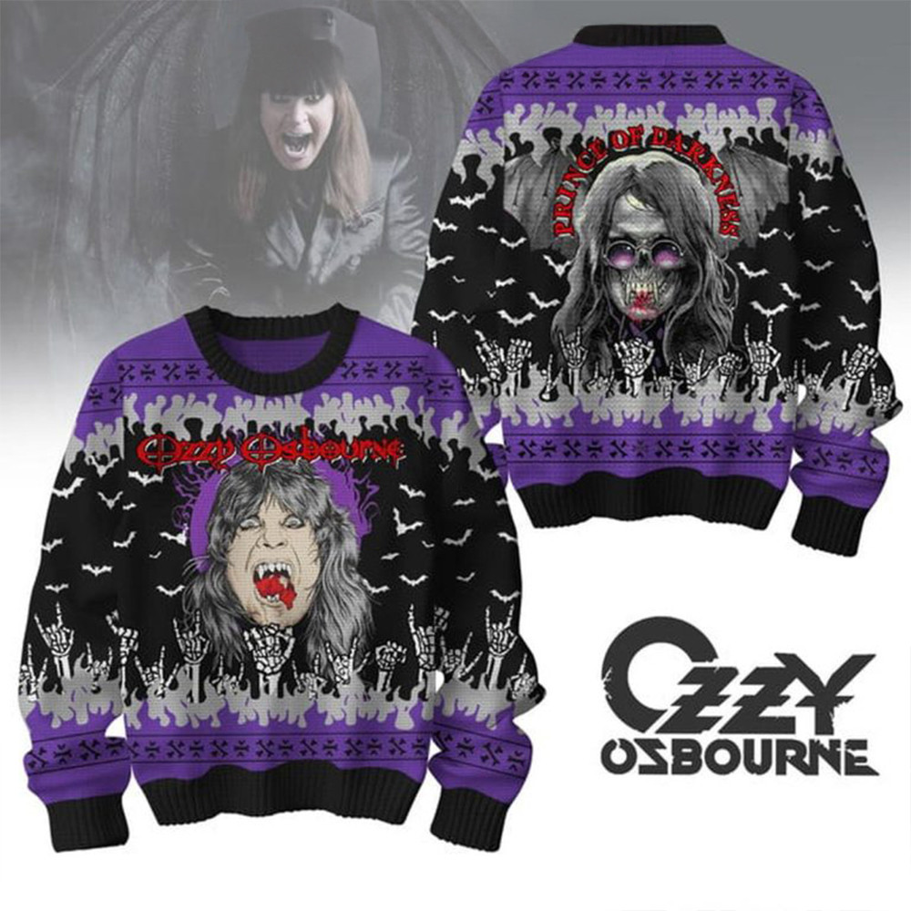 Ozzy Osbourne Prince Of Darkness Merry 2024 Christmas Ugly Sweater Music Fans Gifts-1