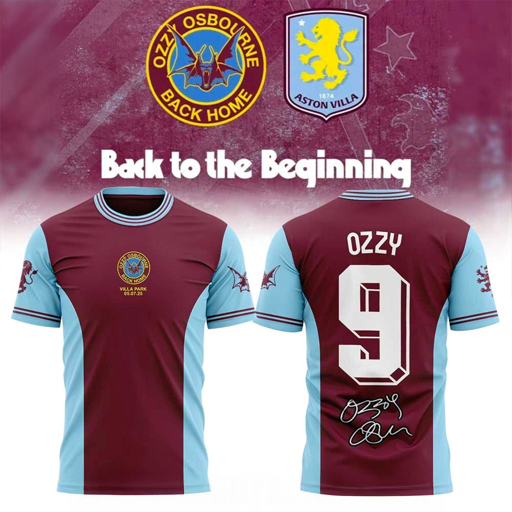 Ozzy Osbourne X Aston Villa Back Home Collection Signature T-Shirt Ozzy Osbourne RIP Merch-1