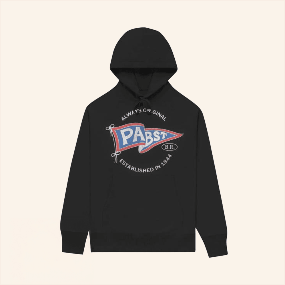 Pabst Blue Ribbon Merch The Pennant Black Hoodie Gifts For Her Birthday Gifts For Best Friend-1