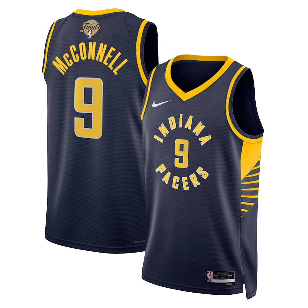 Pacers NBA Finals Merch Indiana Pacers TJ McConnell 9 Navy Swingman Jersey For Fans Dad Gifts-1