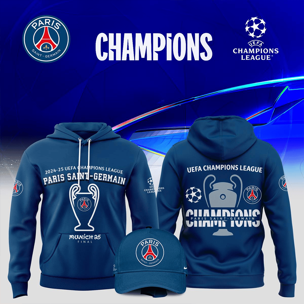 Paris Saint Germain Champions UEFA 2024 25 Season Hoodie Cool Gifts For Dad-1