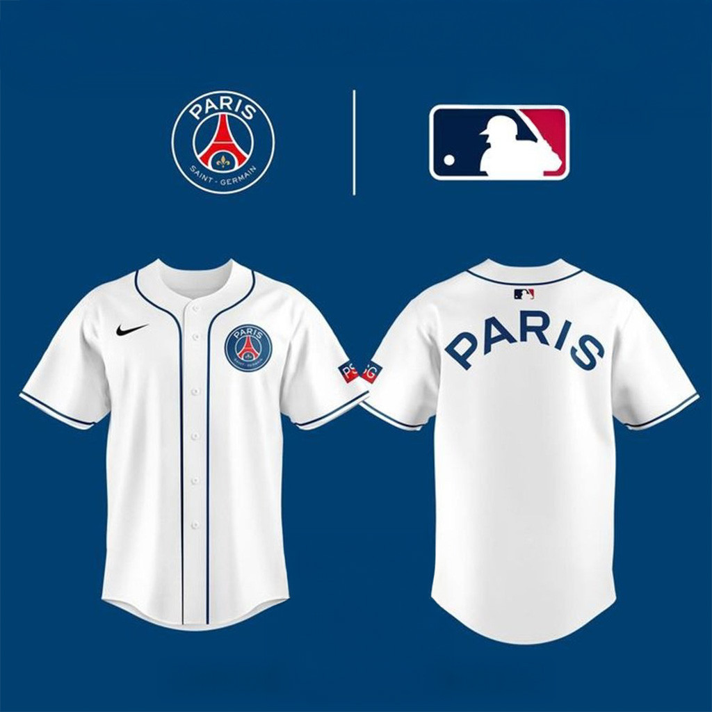Paris SaintGermain x MLB Nike Club World Cup White Baseball Jersey Gifts For Husband-1
