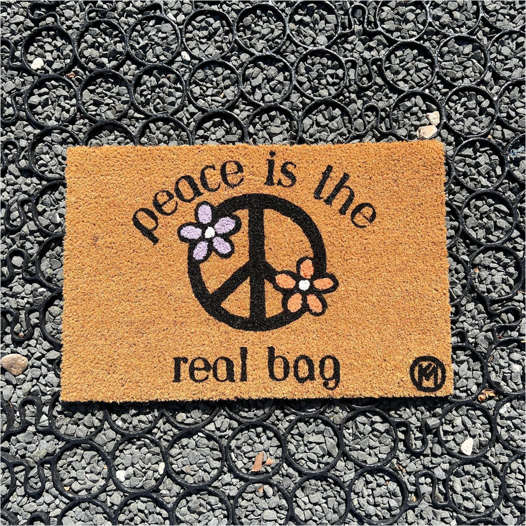 Peace Is The Real Bag Doormat Peace Sign Welcome Mat For Front Door Decorative Gifts For Fans-1
