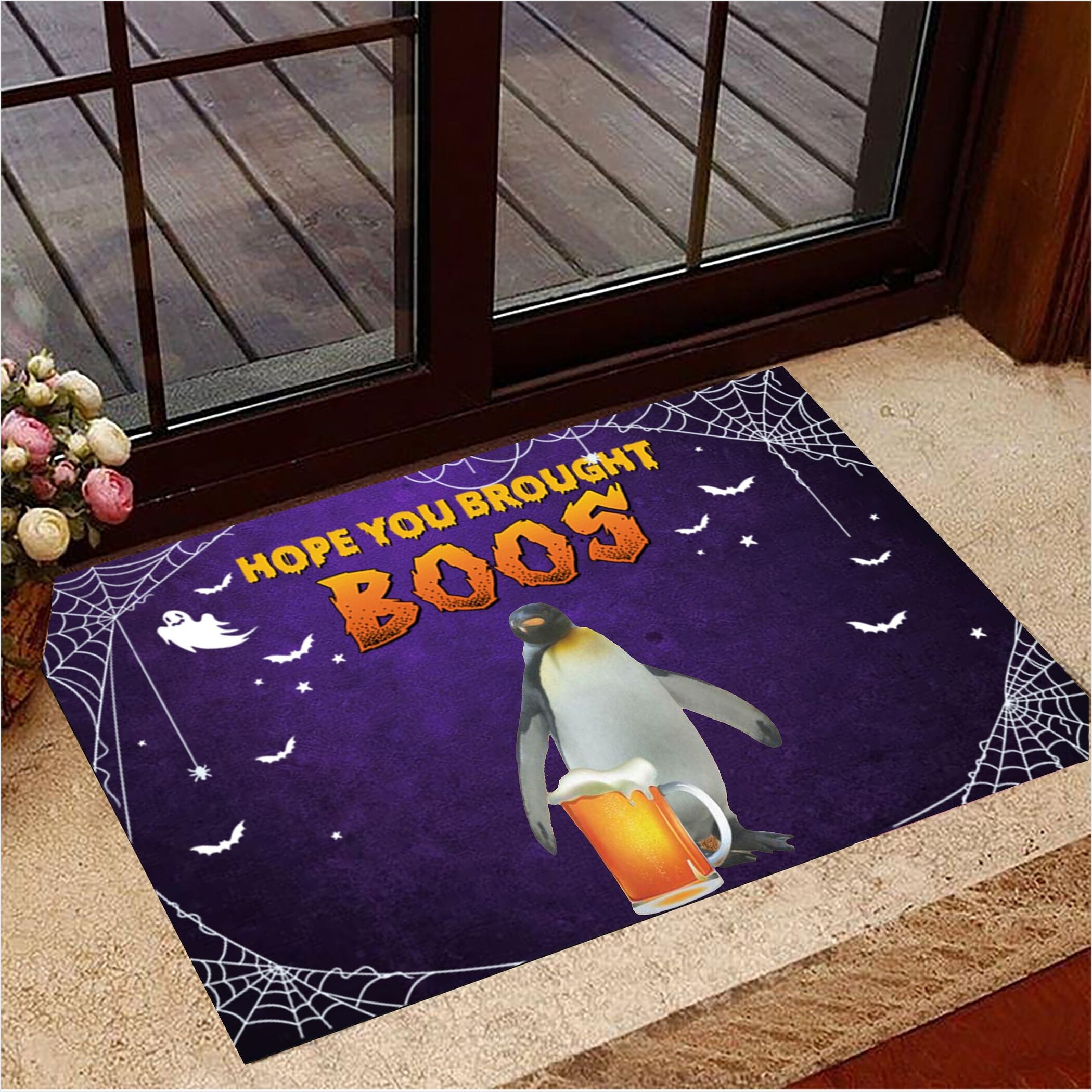 Penguin Hope You Brought Boos Doormat Beer Doormat Halloween Decorations Indoor Gifts For Fans-1 Penguin Hope You Brought Boos Doormat Beer Doormat Halloween Decorations Indoor Gifts For Fans-1