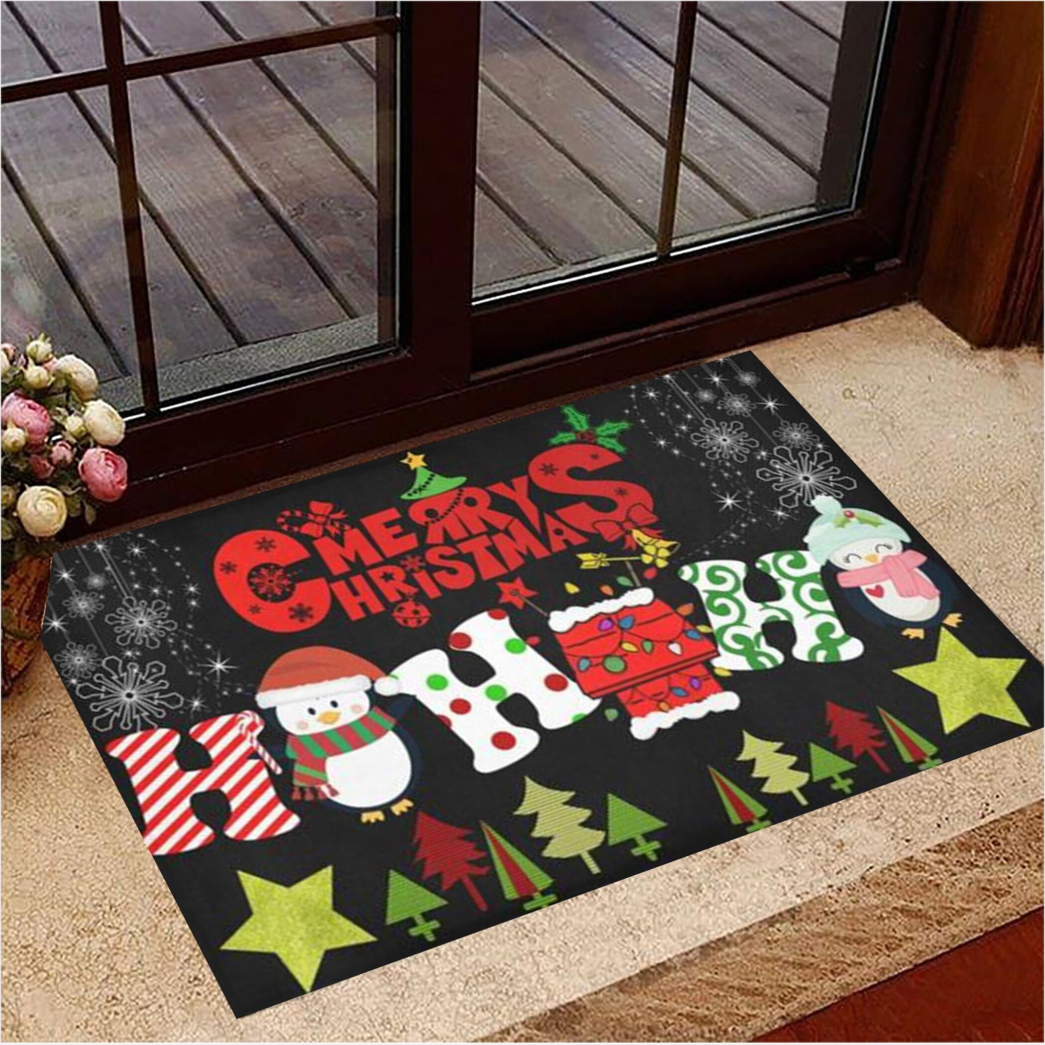 Penguin Merry Christmas Hohoho Doormat Decorative Door Mats Christmas Gifts Gifts For Friends-1