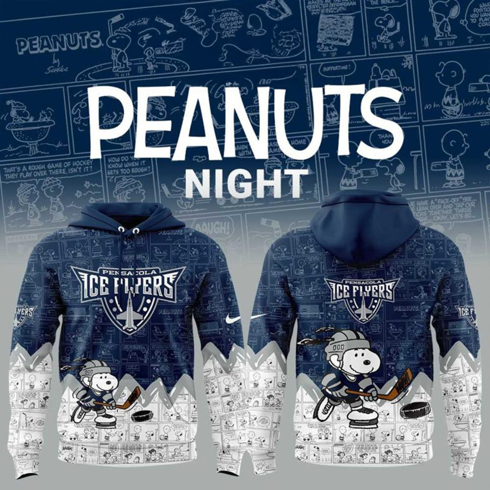 Pensacola Ice Flyers 75Th Anniversary Of Peanuts Hoodie Best Gifts For Hockey Fans-1