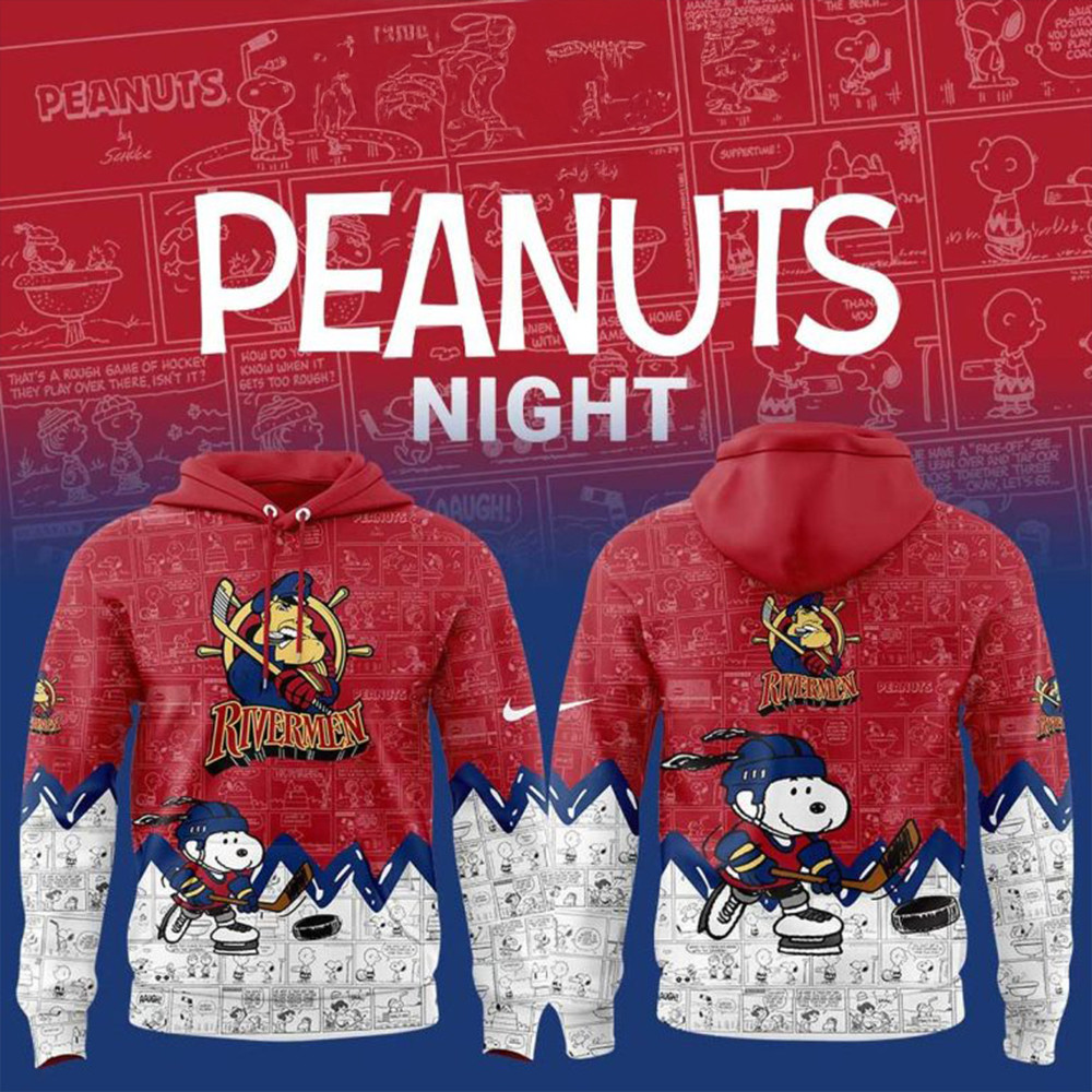 Peoria Rivermen 75th Anniversary Of Peanuts Hoodie Gifts For Hockey Fan-1