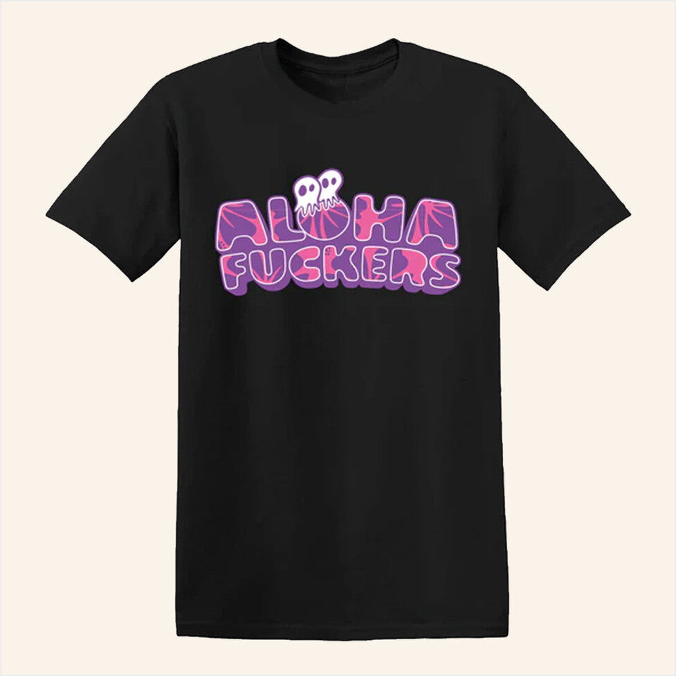 Pepperlive Merch Aloha Fuckers Hibiscus Black T-Shirt Gifts For Sister Birthday Gifts For BFF-1