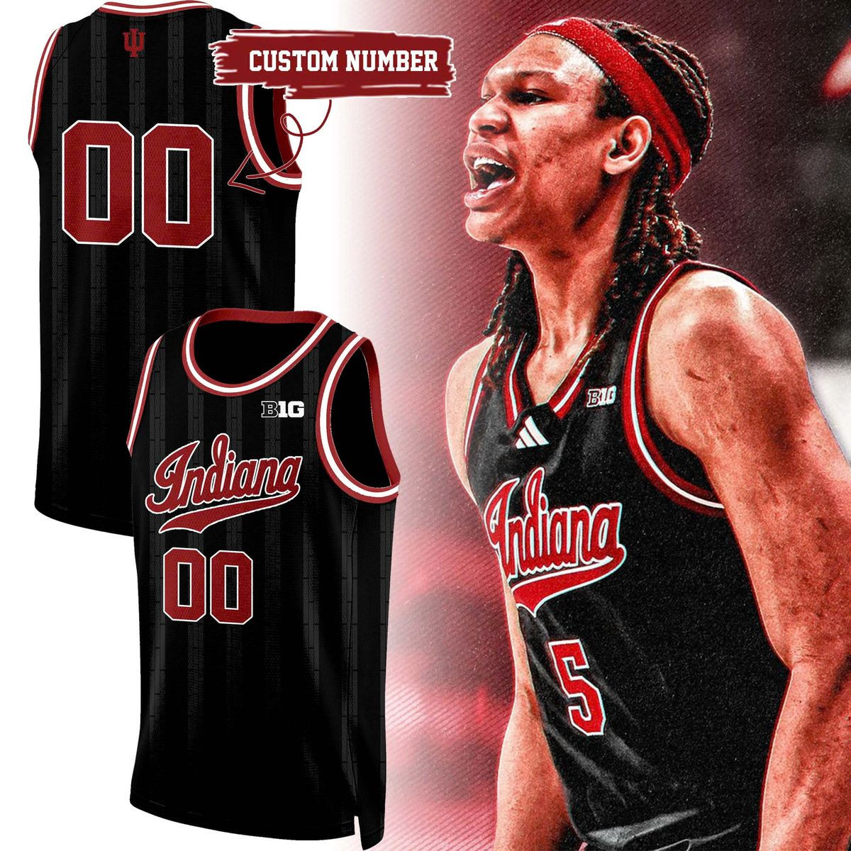 Personalize Special Black Uniform Indiana Basketball Jersey Presents For Basketball Fans-1