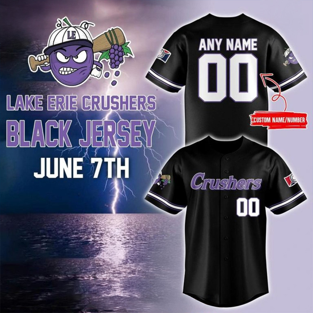 Personalized 2025 Lake Erie Crushers Edition Black Jersey Lake Erie Crushers Merch For Fans-1