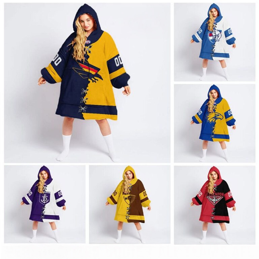 Personalized AFL Team x Oodie Hooded Blanket For Fans AFL Merch Gift Ideas For Girlfriend-1