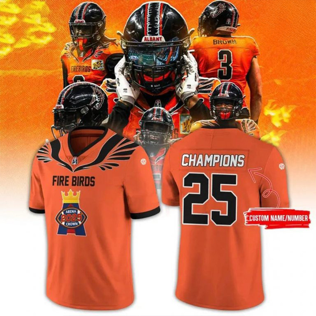 Personalized Albany Firebirds 2025 Arena Crown Champions Football Jersey Albany Firebirds Merch-1