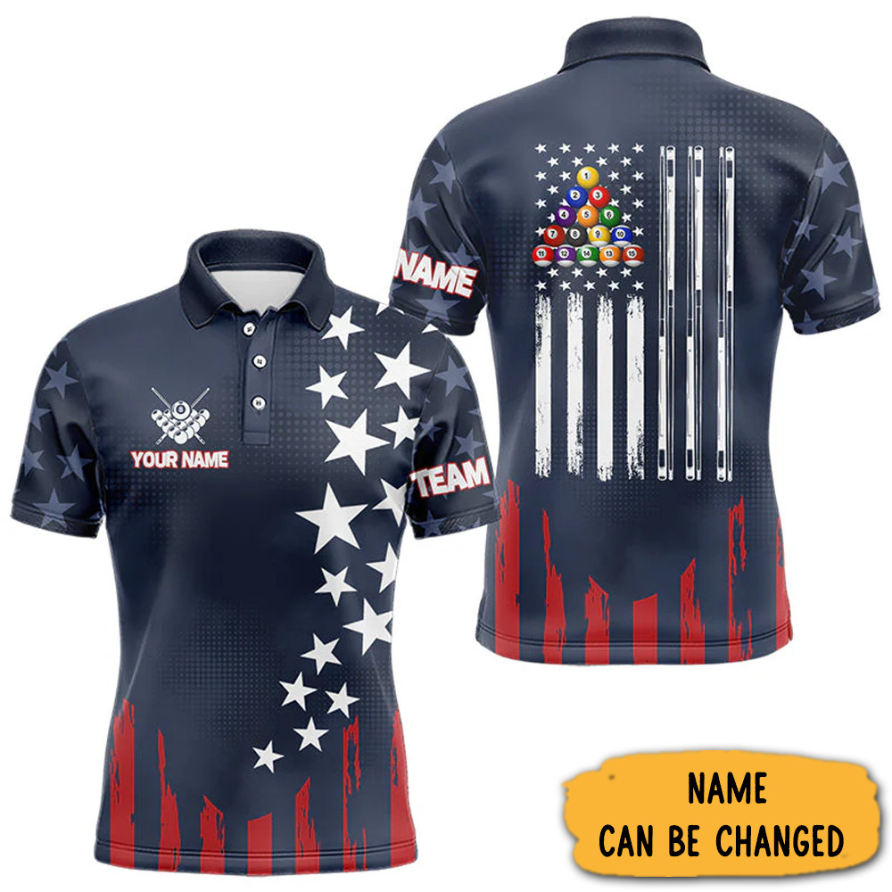 Personalized American Flag Billiard Polo Shirt For Men Patriotic Billiard Pool Lovers Gifts-1 Personalized American Flag Billiard Polo Shirt For Men Patriotic Billiard Pool Lovers Gifts-1