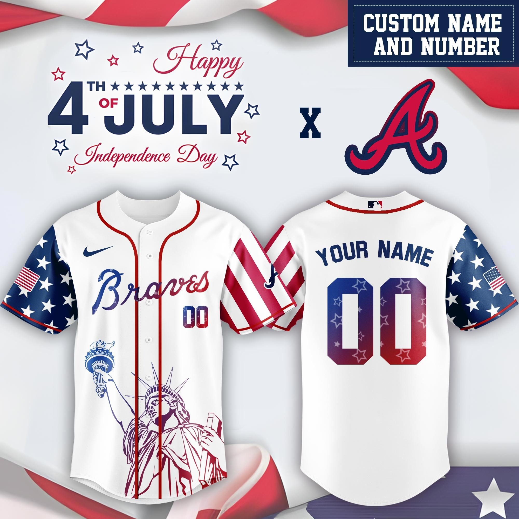 Personalized Atlanta Braves Special Independence Day Limited Edition Jersey Atlanta Braves Merch-1