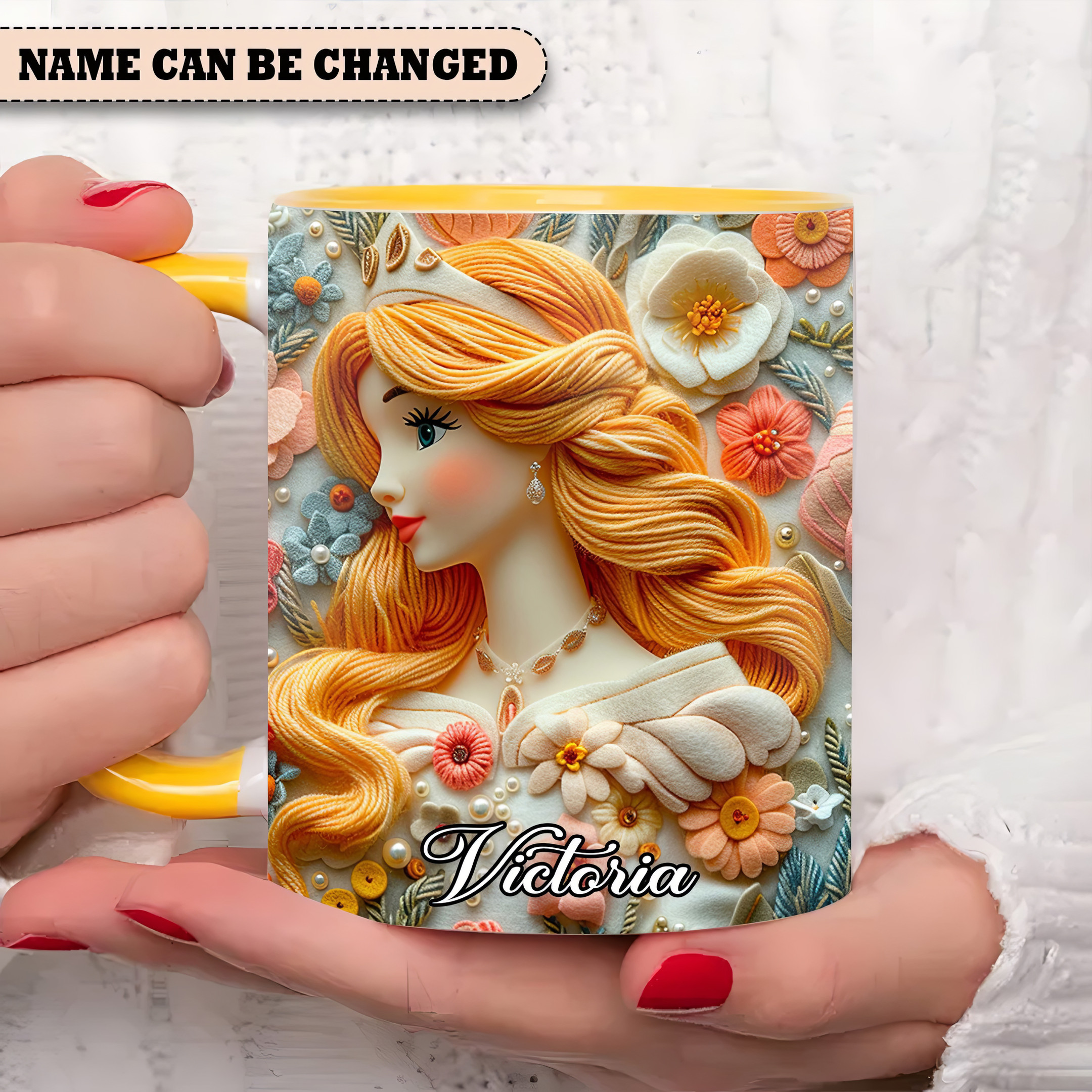 Personalized Beautiful Princess Floral Accent Mug Mother' Day Special Gifts-1