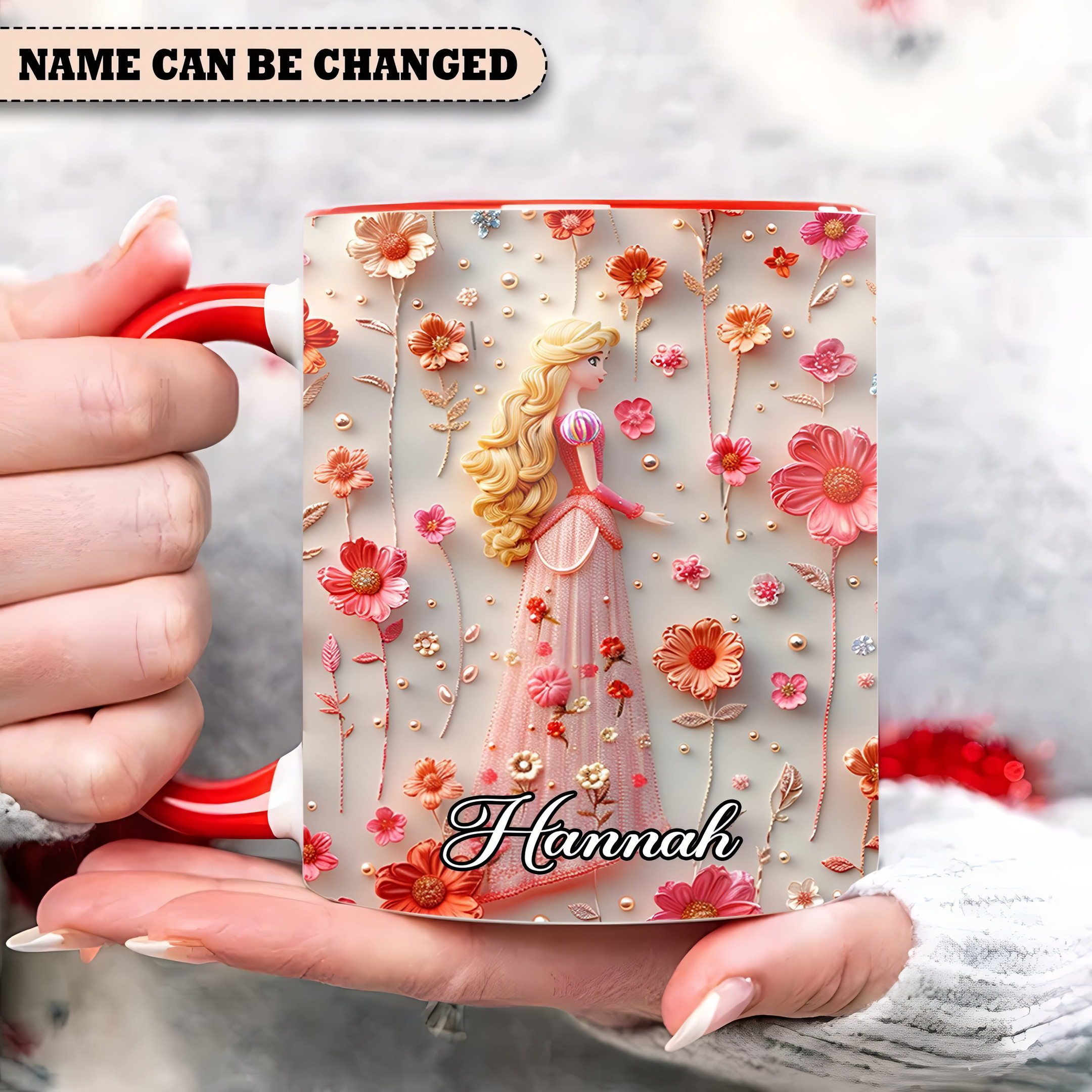 Personalized Beautiful Princess With Flowers Accent Mug Online Mother' Day Gifts-1