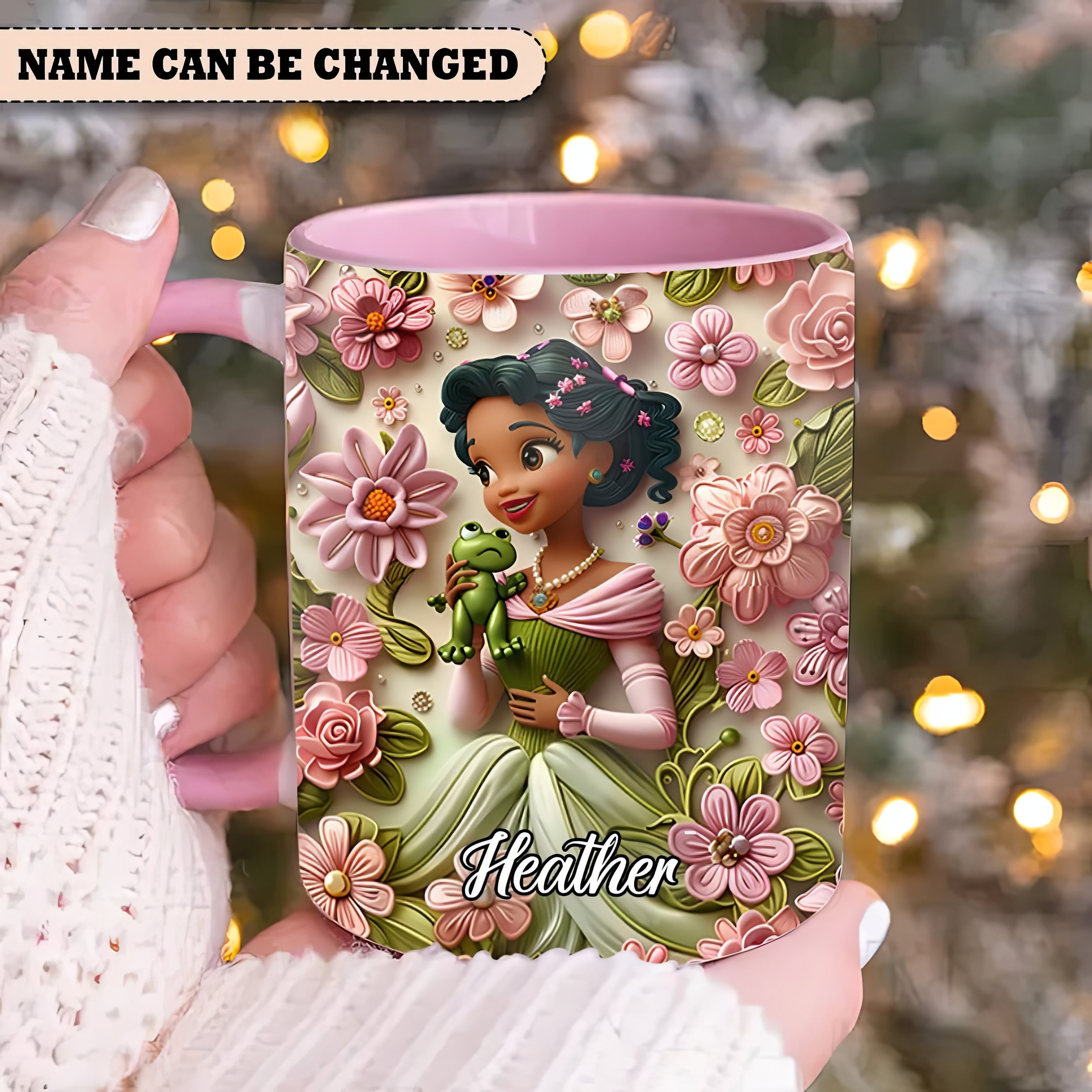 Personalized Beautiful Princess With Frog Accent Mug Awesome Mother's Day Gifts-1