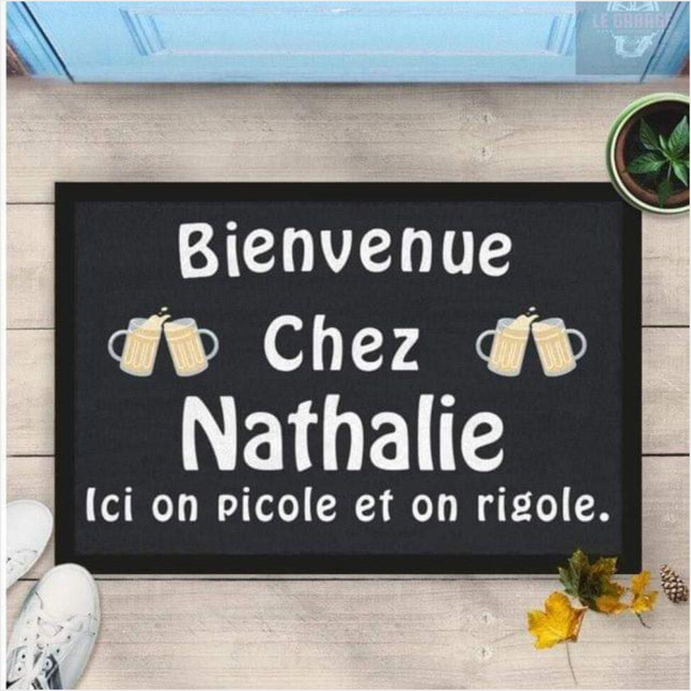 Personalized Bienvenue Chez Beer Doormat French Welcome Mat Front Door Gifts For Friends-1