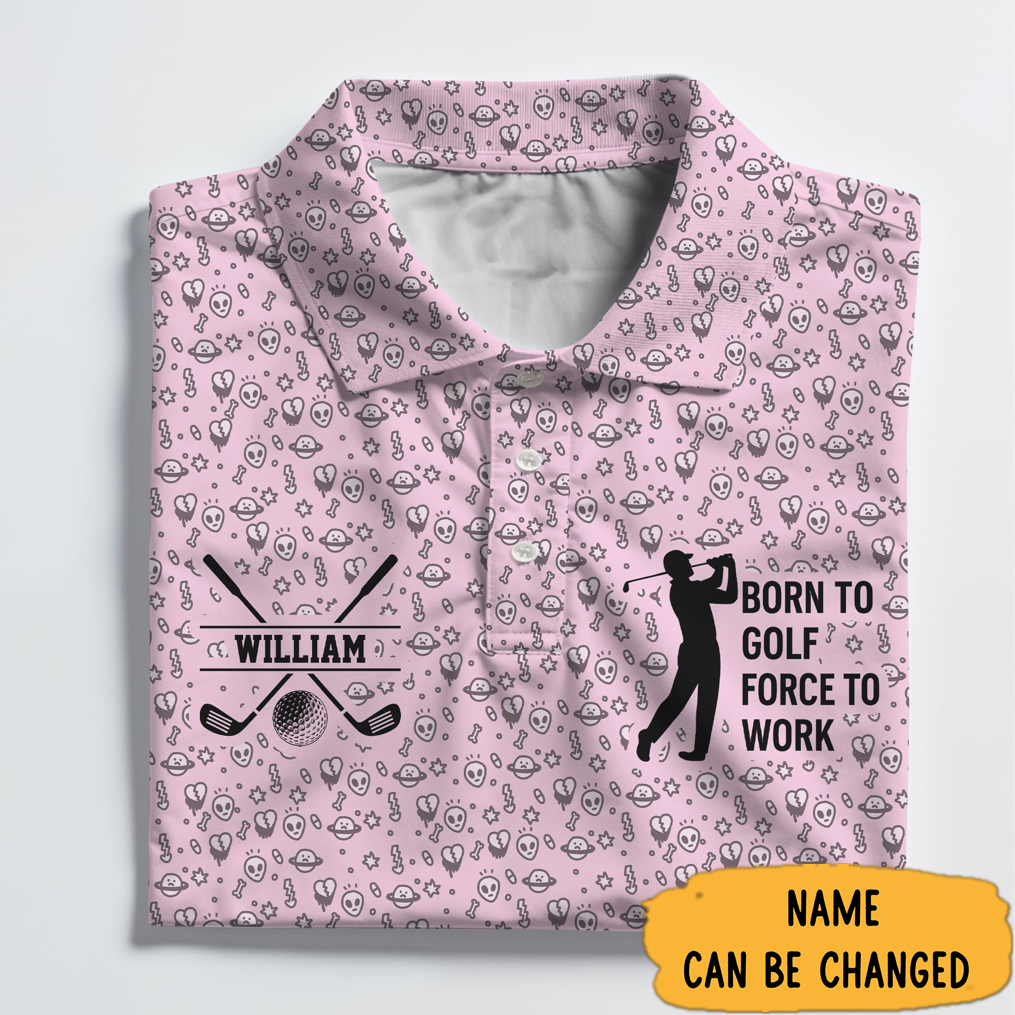 Personalized Born To Golf Force To Work Polo Shirt Unique Gifts For Golfers-1
