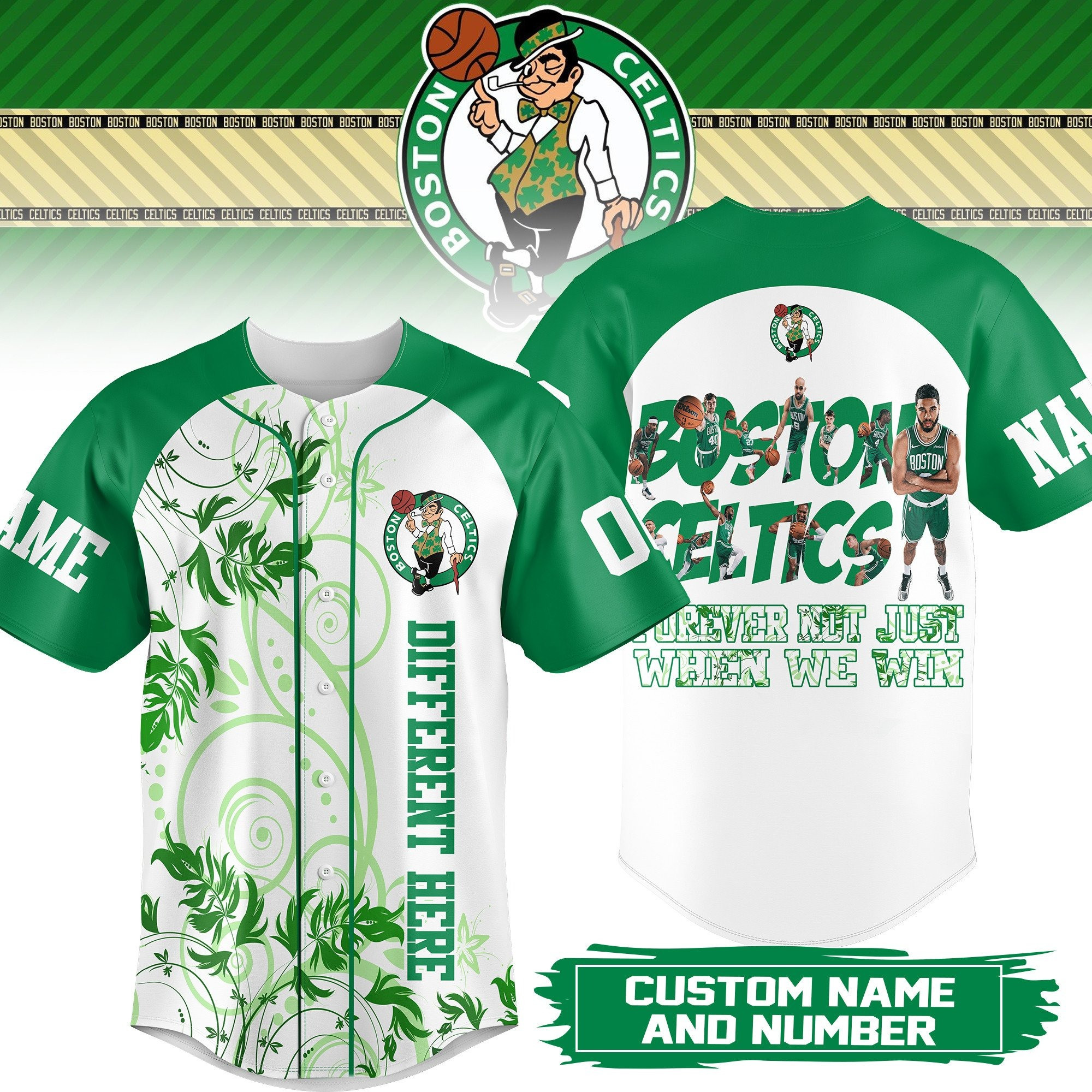 Personalized Boston Celtics NBA Baseball Jersey Boston Celtics Merch Gifts For Basketball Fan-1