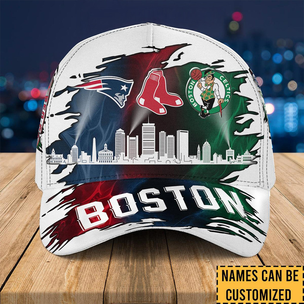 Personalized Boston Red Sox Celtics And New England Patriots Hat Fan Merch Gifts For Dad-1