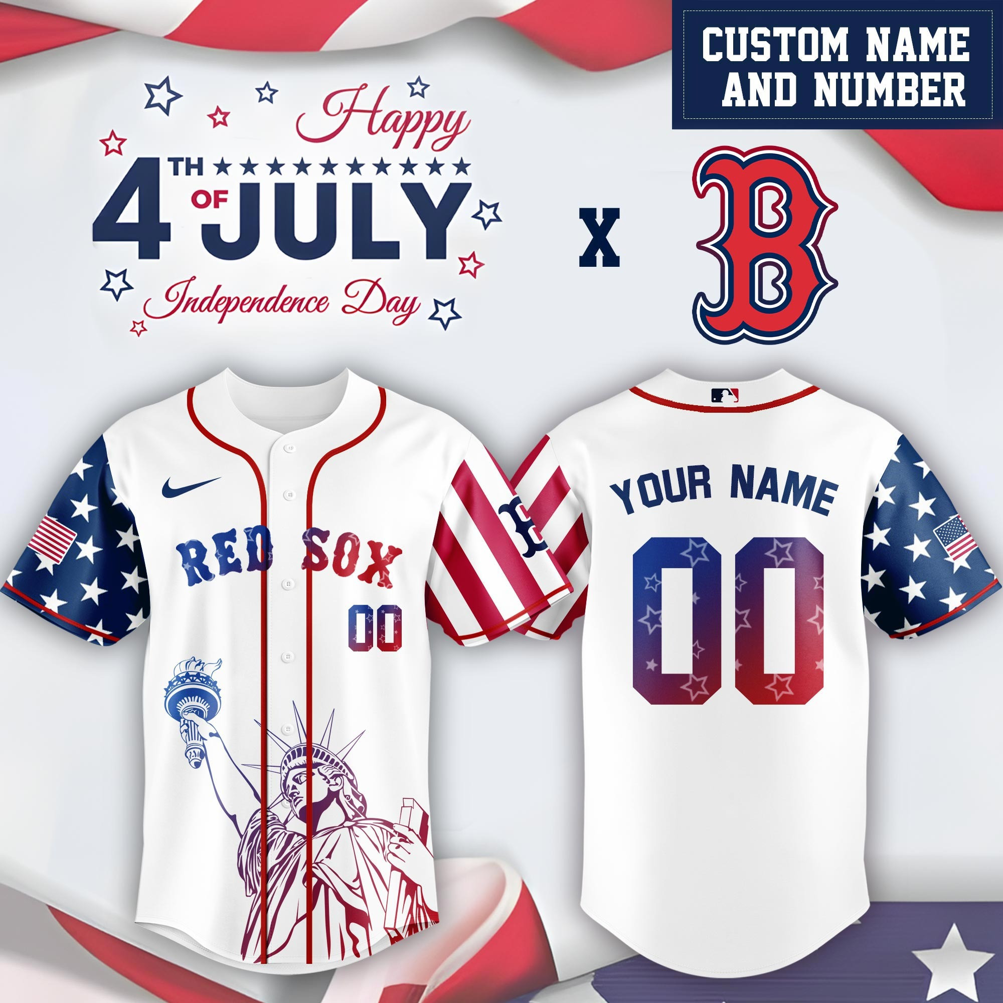 Personalized Boston Red Sox x Independence Day Limited Edition Jersey Boston Red Sox Merch-1