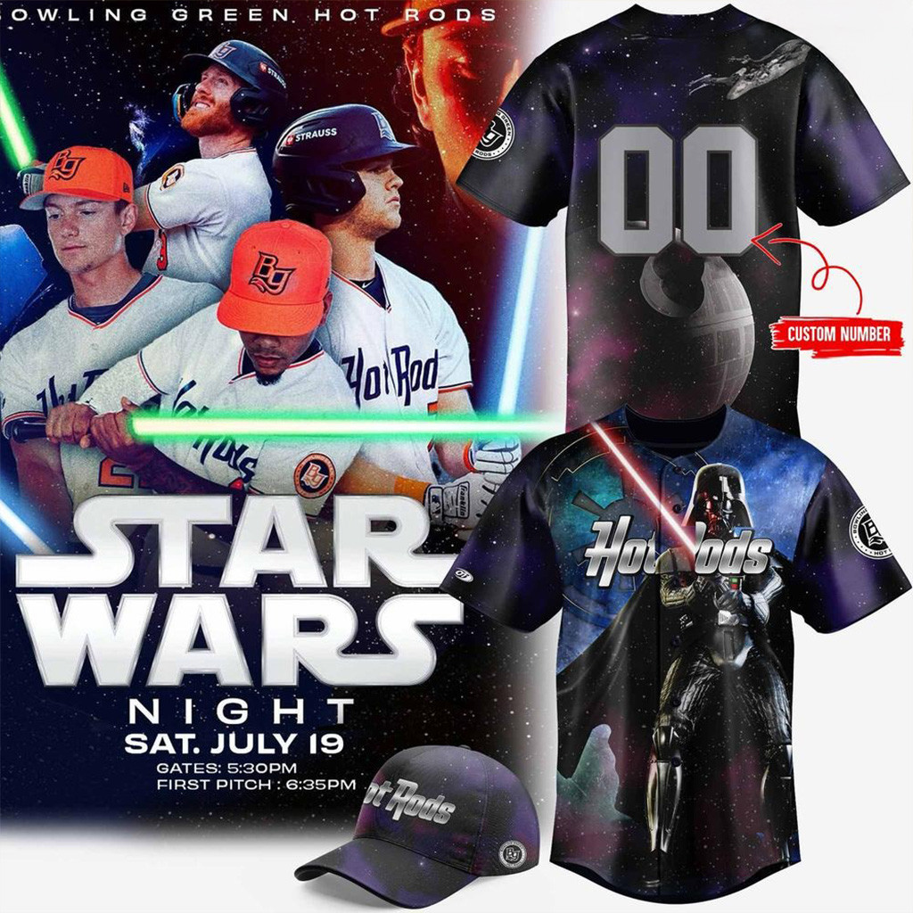 Personalized Bowling Green Hot Rods x Star Wars Night 2025 Baseball Jersey Fan Merch Dad Gifts-1 Personalized Bowling Green Hot Rods x Star Wars Night 2025 Baseball Jersey Fan Merch Dad Gifts-1