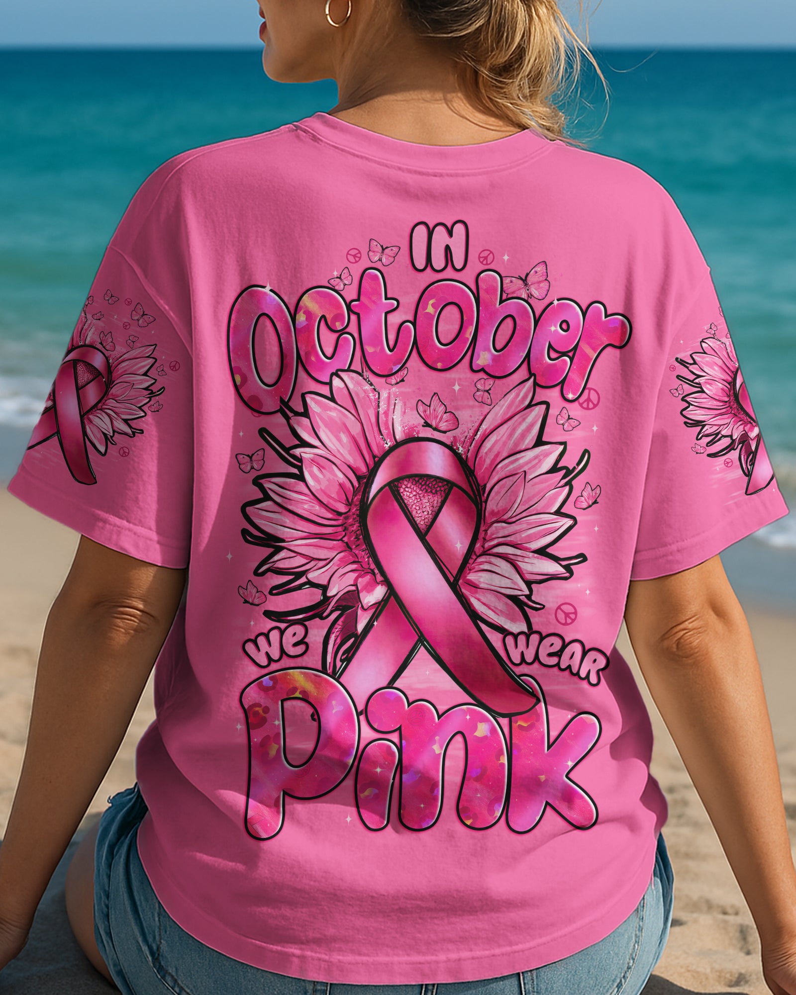 Personalized Breast Cancer 3D All Over Printed Tshirt-1