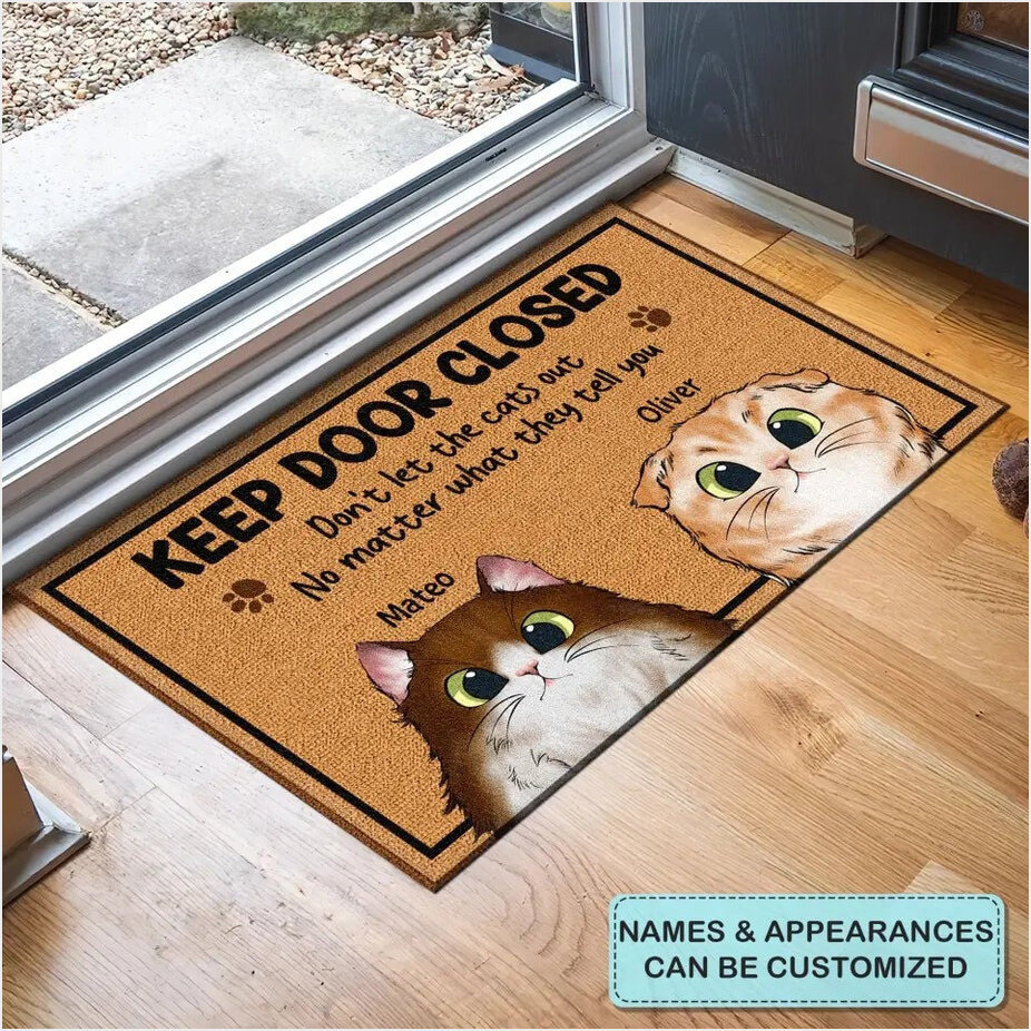 Personalized Cat Keep Door Closed Doormat Custom Cat Welcome Mat Gifts For Pet Owners-1