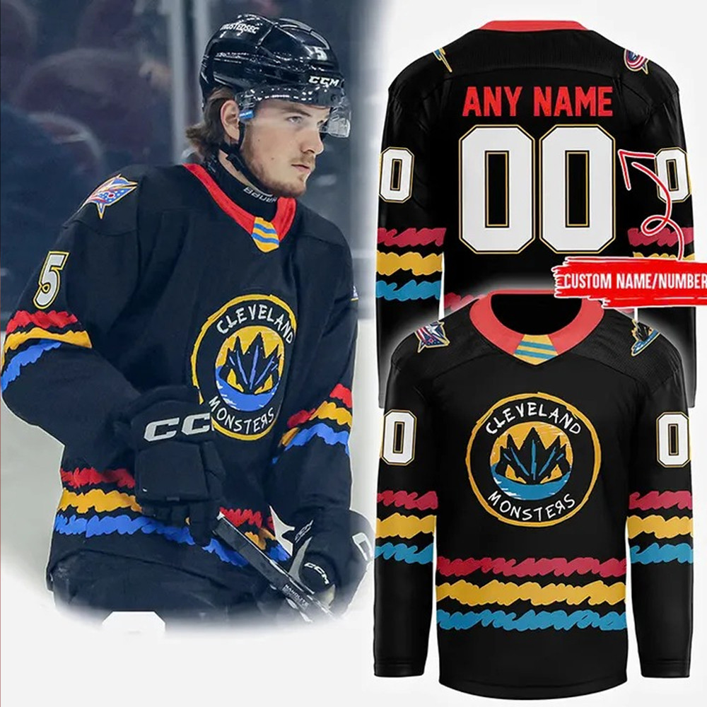 Personalized Cleveland Monsters X Babies And Children's Night Jersey NHL Gifts For Fans-1