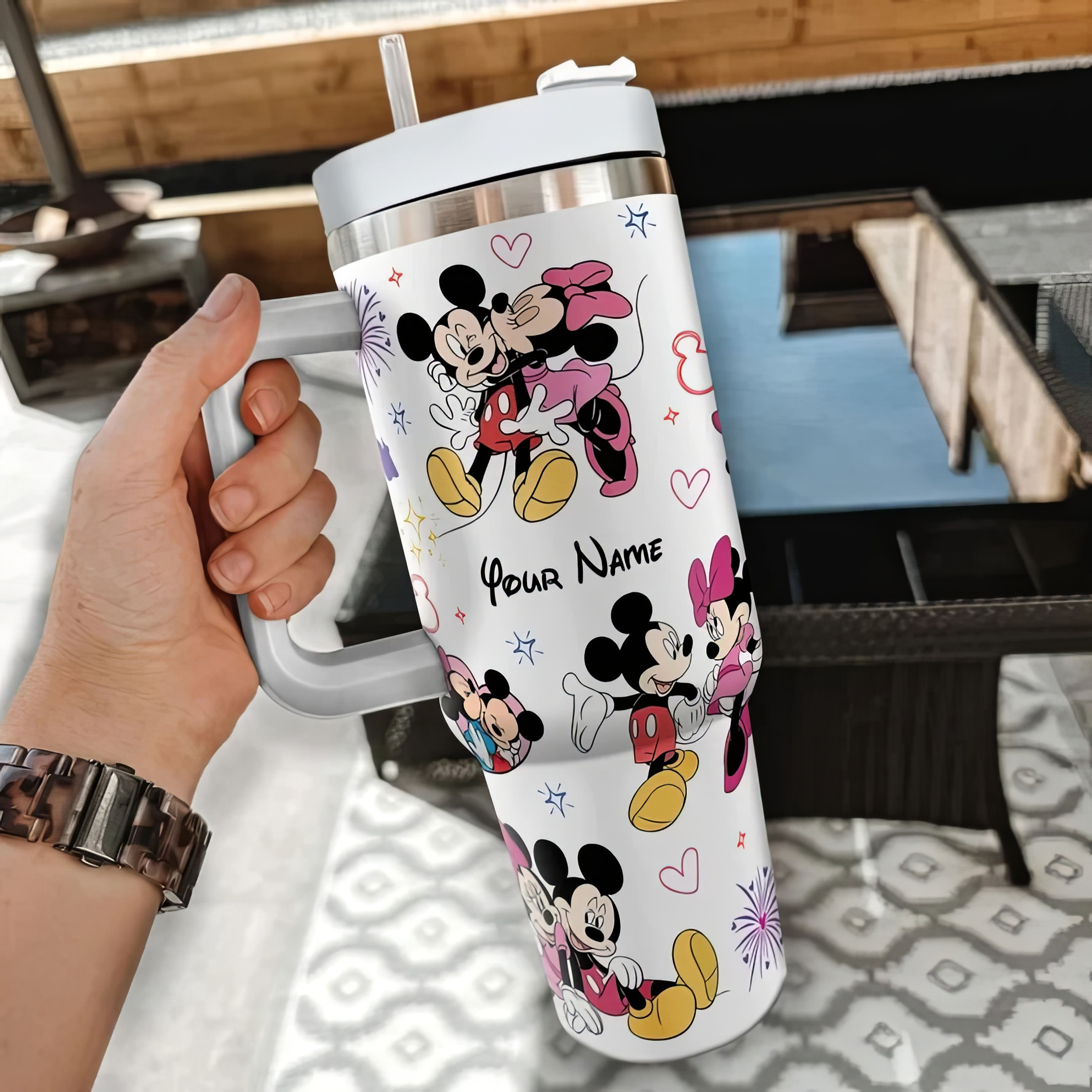 Personalized DN Mickey Mouse Couple Colorful Summer Tumbler Cute Tumbler Gifts For Him-1