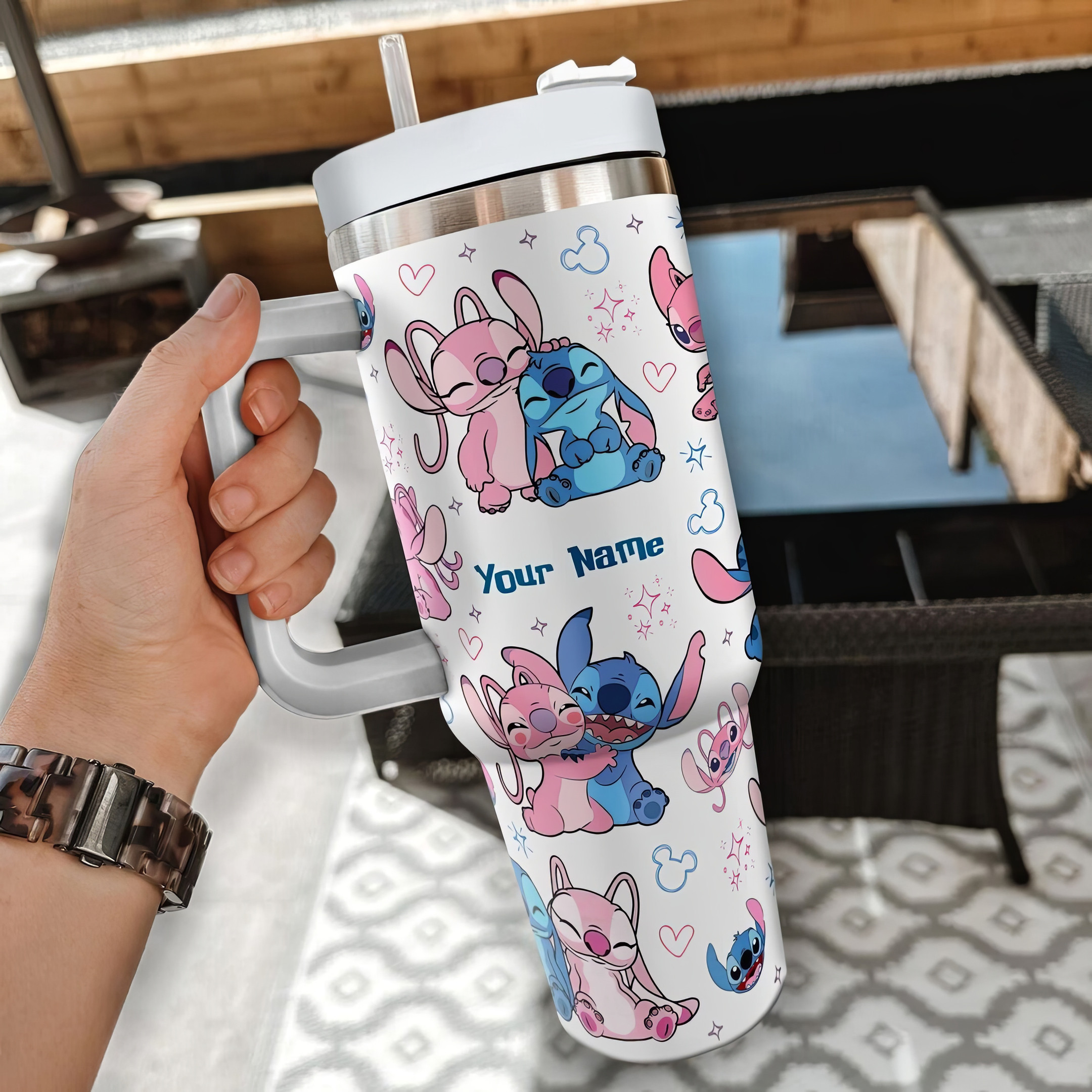 Personalized DN Stitch Couple Colorful Tumbler Cute Tumbler Gifts For Girlfriend-1